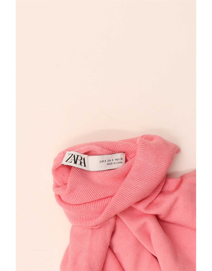 Zara Dame Rullehals Sweater UK 10 Small Pink