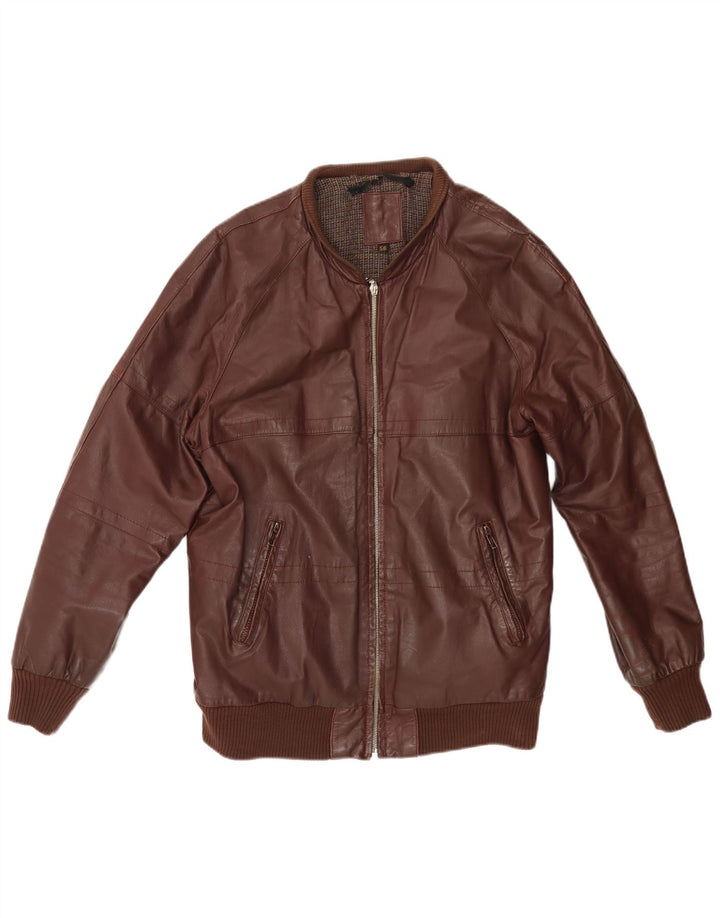 VINTAGE Herre læderjakke UK 38 Medium Burgundy