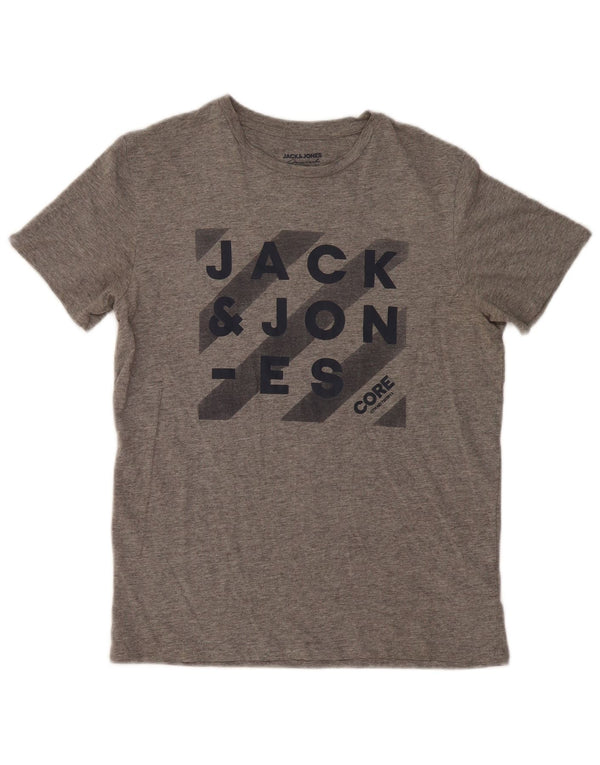 Jack & Jones Herre grafisk T-shirt Top mellemgrå bomuld