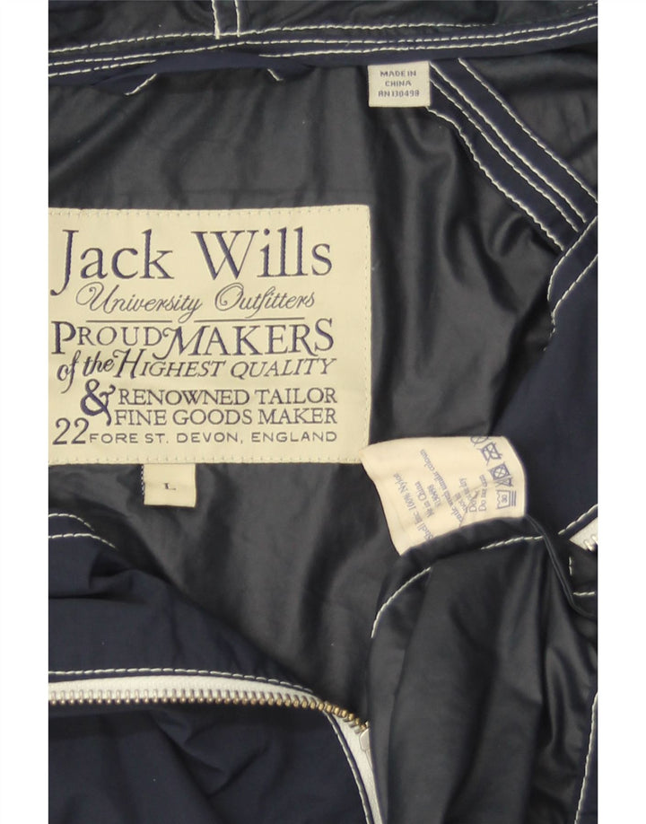 Jack Wills Regnjakke med hætte til mænd UK 40 Stor marineblå nylon