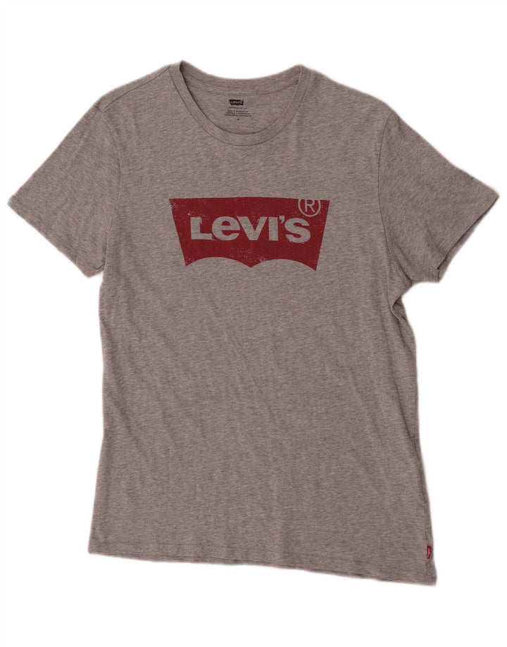 Levi's Herre grafisk T-shirt top mellemgrå flækket bomuld