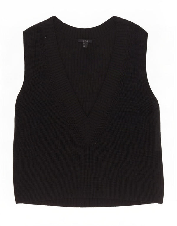 Cos Dame Oversized Vest Tank Top UK 10 Small Black Wool