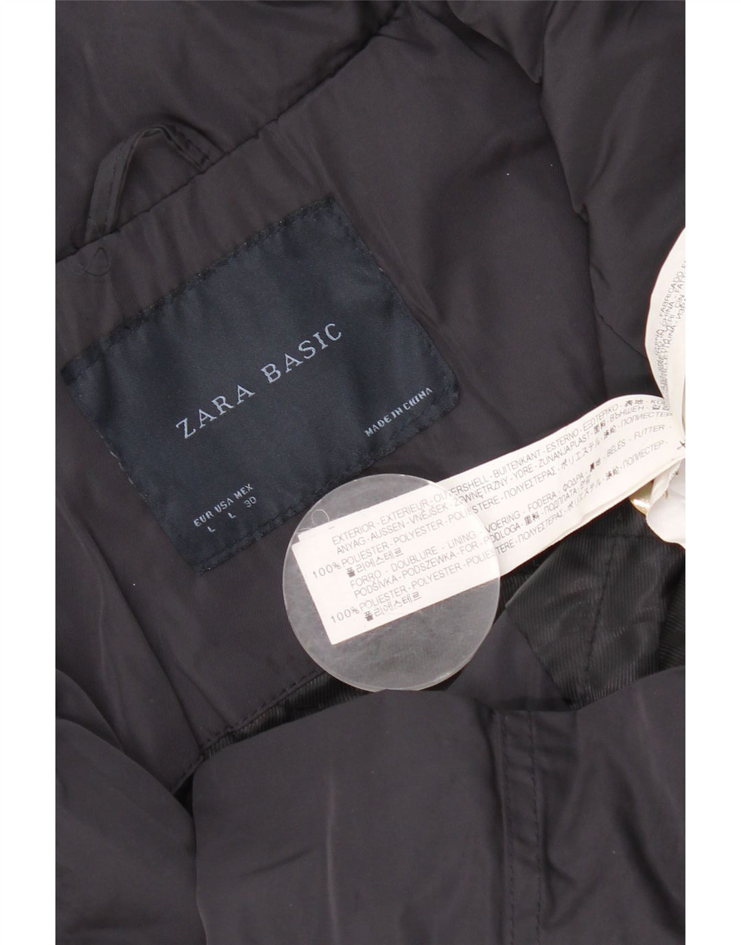 Zara Womens Utility Jacket UK 14 Large Navy Blue Polyester