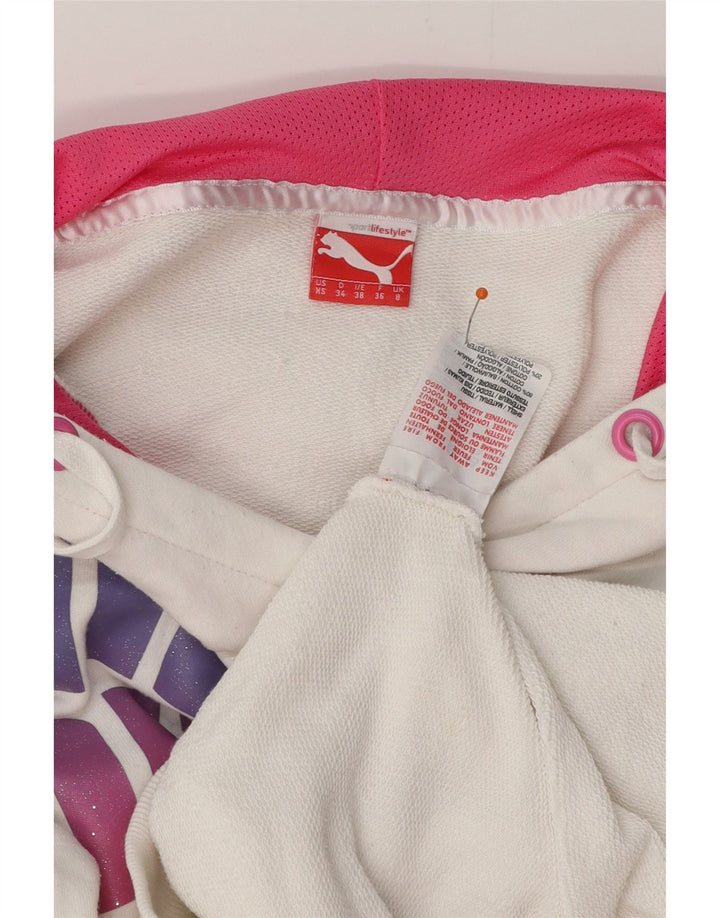 PUMA Grafisk hættetrøje til kvinder UK 8 Lille hvid bomuld