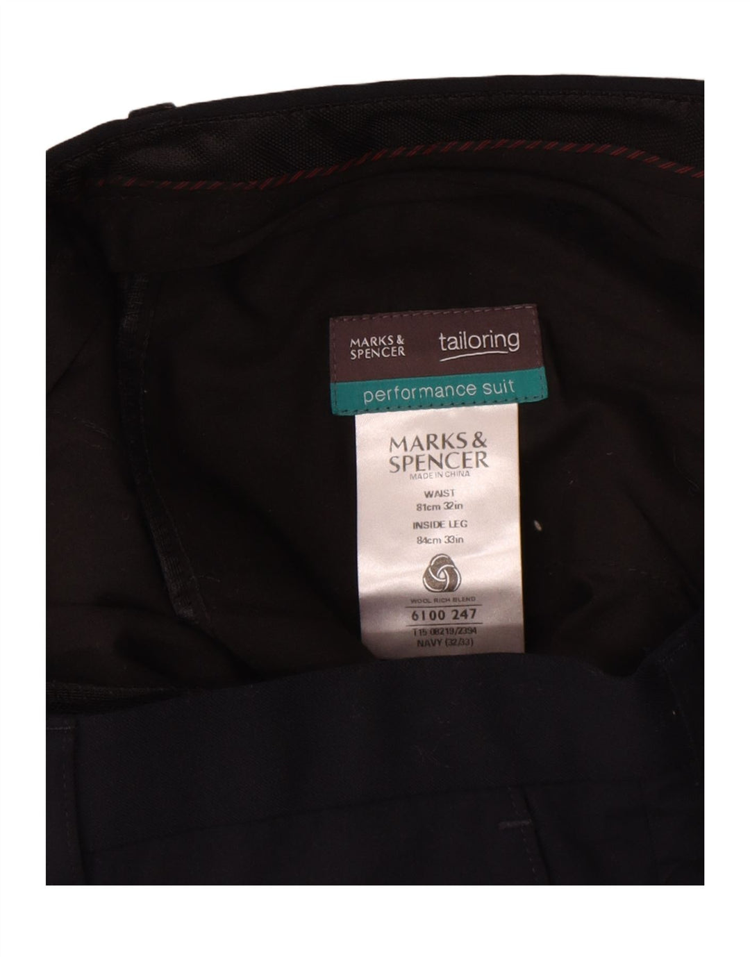 Marks & Spencer Straight Casual Bukser til mænd W32 L33 Marineblå Uld