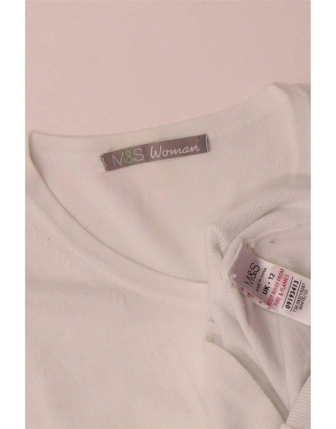 Marks & Spencer Dame Cardigan Sweater UK 12 Medium White Viscose