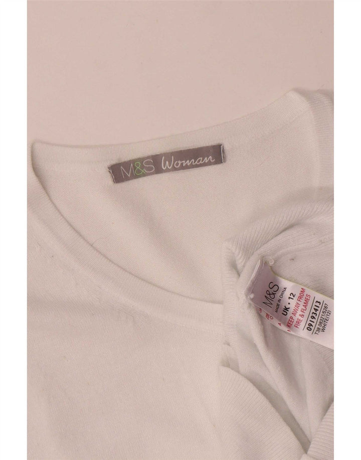 Marks & Spencer Dame Cardigan Sweater UK 12 Medium White Viscose