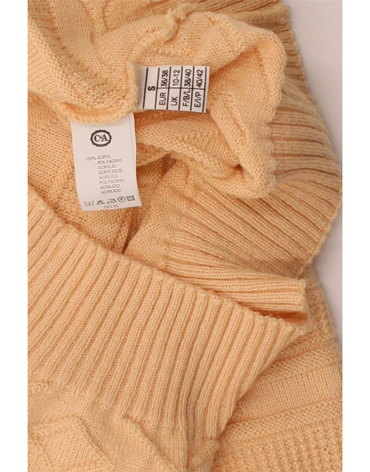 C&A Womens Crew Neck Jumper Sweater UK 10/12 Small Beige Geometric Vintage C&A and Second-Hand C&A from Messina Hembry 