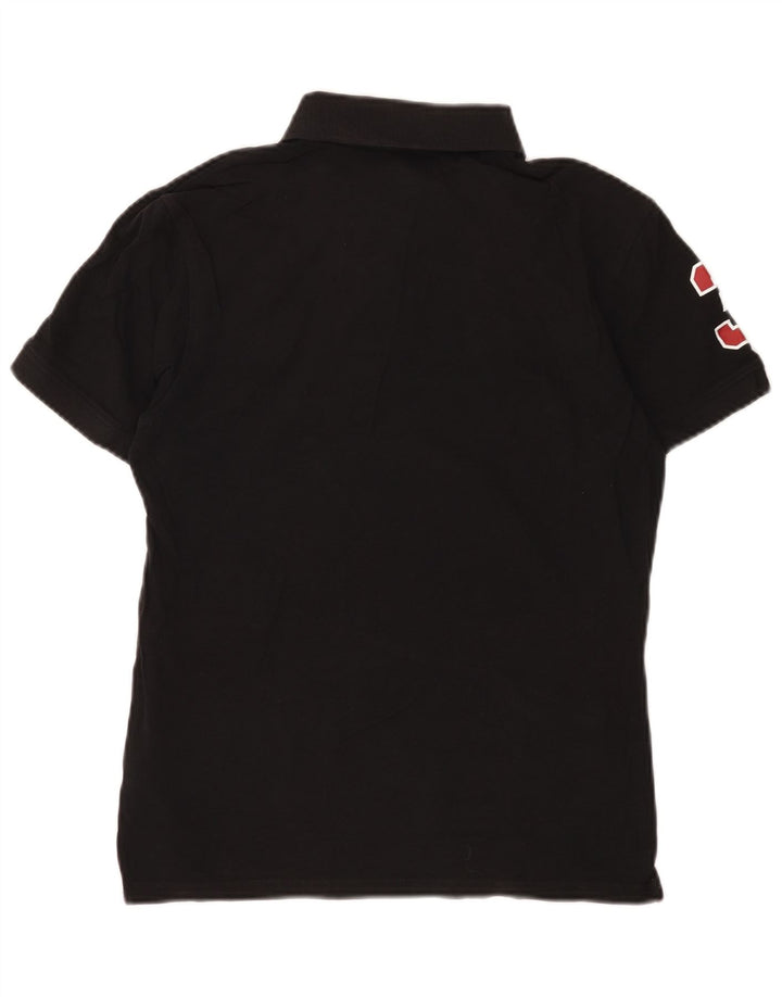 Herre grafisk poloshirt lille sort bomuld