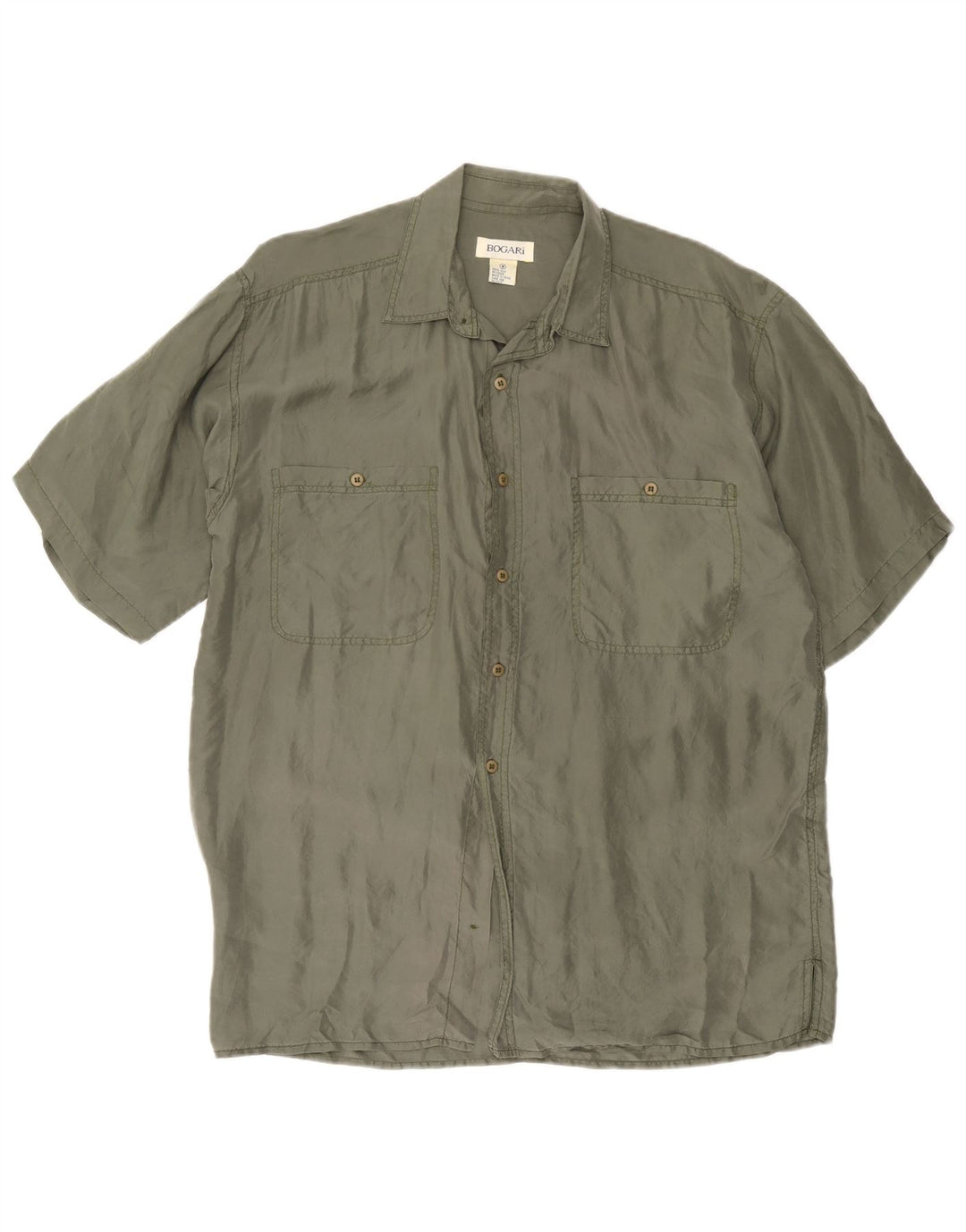 Bogari Kortærmet Herreskjorte Medium Khaki Silke
