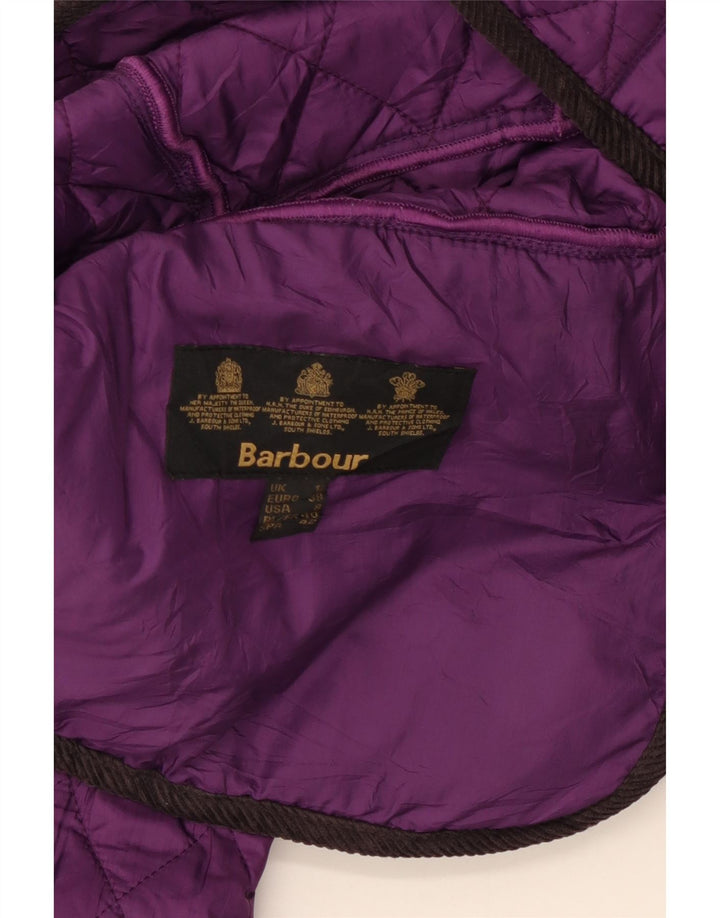 Barbour Quiltet jakke til kvinder UK 12 Medium Lilla Colourblock Polyester