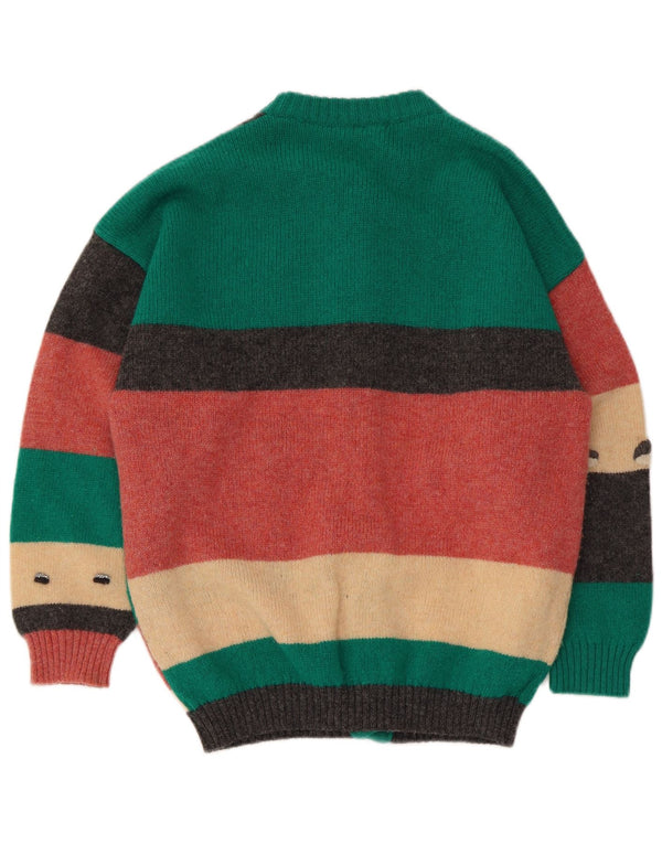 Vintage dame cardigan sweater UK 10 Small Multicolor Colourblock
