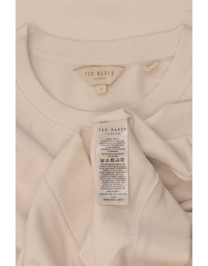 Ted Baker Womens Oversized Sweatshirt Jumper Størrelse 2 Lille hvid polyester