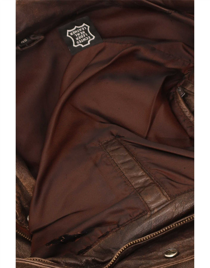 Vintage Bomber læderjakke til mænd EU 48 medium brunt læder
