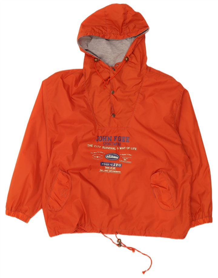JOHN F GEE Herre grafisk hættejakke anorak EU 56 3XL Orange polyamid