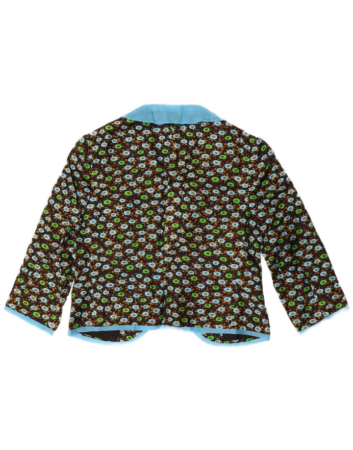 VINTAGE Kvinder 3/4 ærmer 2-delt sæt UK 14 Medium Black Floral