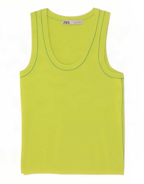 Zara Womens Crop Vest Top UK 4 XS Grøn viskose