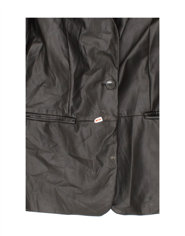 ZARA Womens Leather 1 Button Blazer Jacket UK 6 XS Black Vintage Zara and Second-Hand Zara from Messina Hembry 