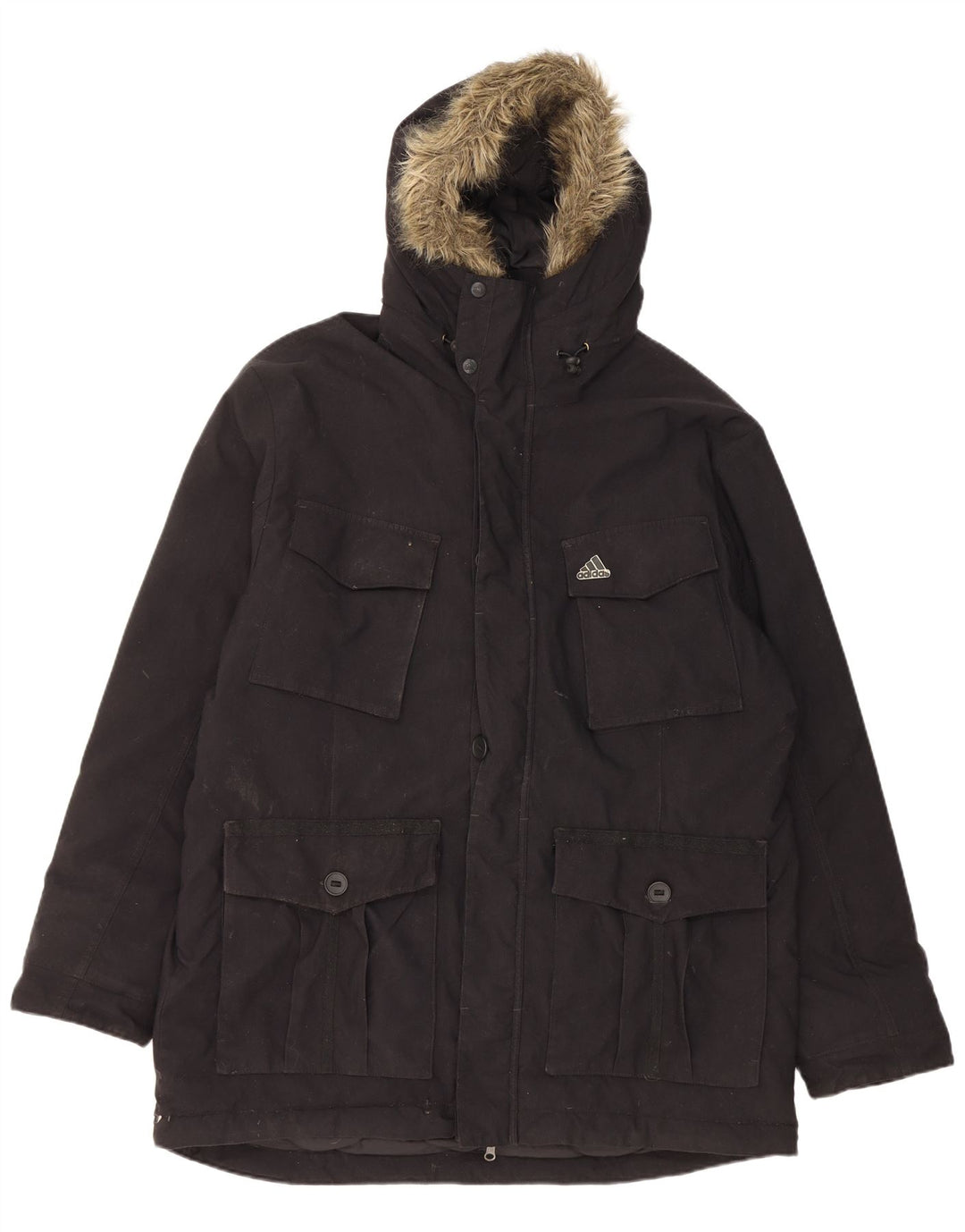 Adidas Herre Hooded Padded Coat UK 40 Large Black Nylon