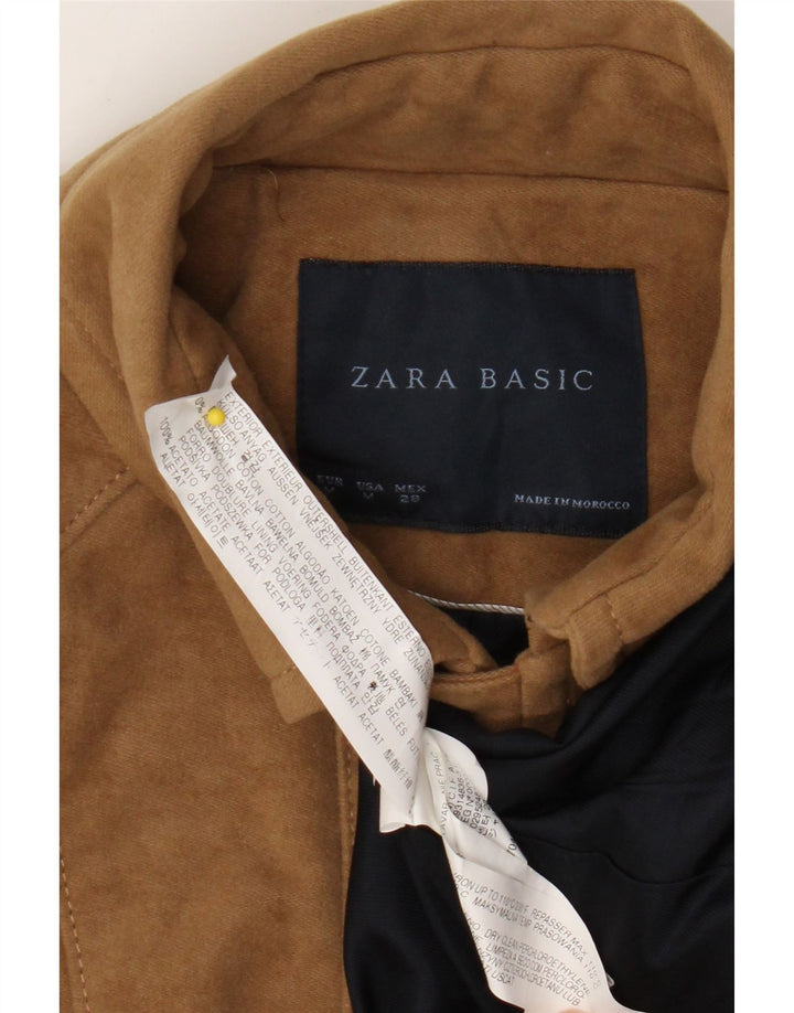 Zara Dame Dobbeltradet Frakke UK 12 Medium Beige Bomuld