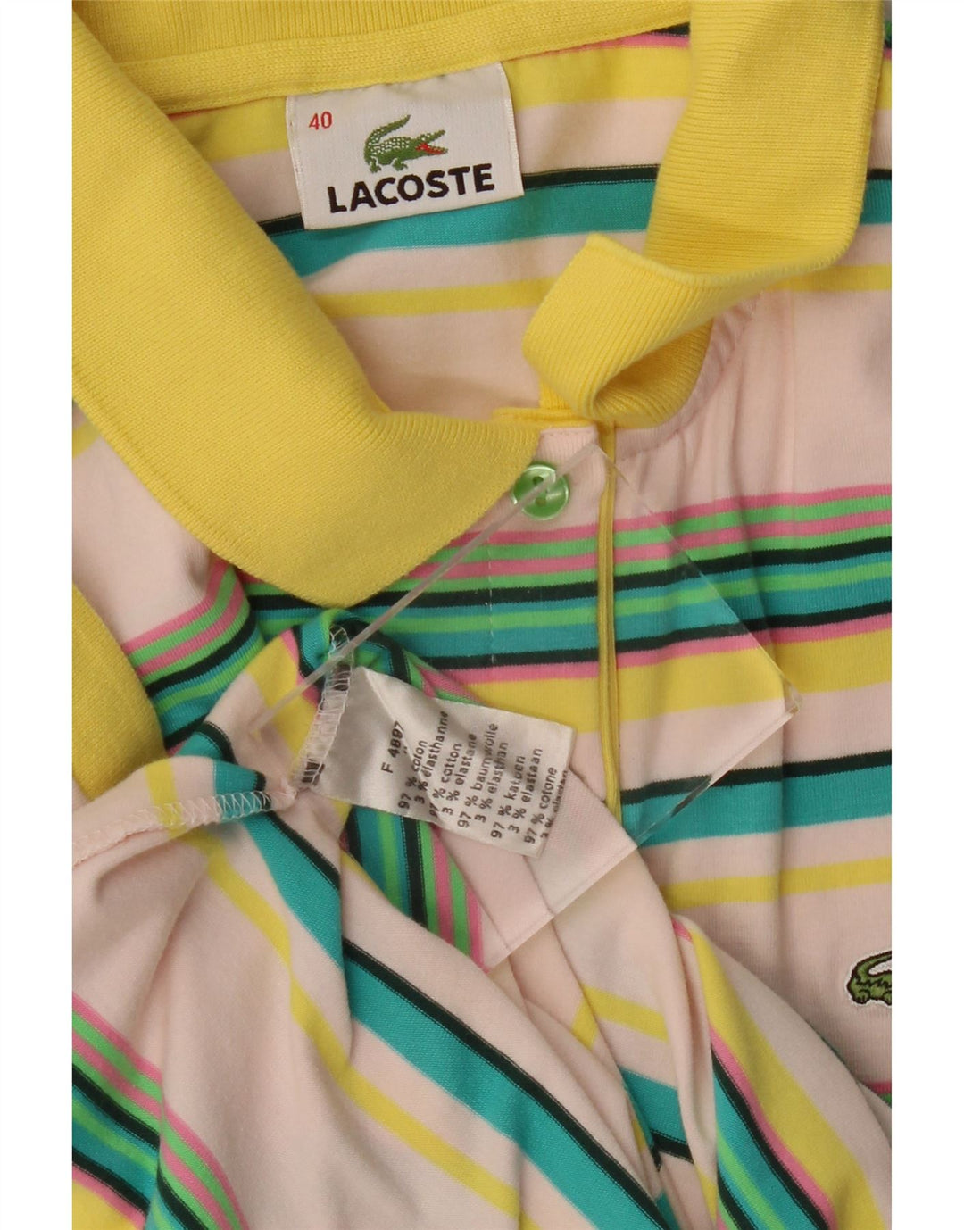 LACOSTE Poloskjorte til kvinder størrelse 40 Medium Flerfarvet stribet bomuld