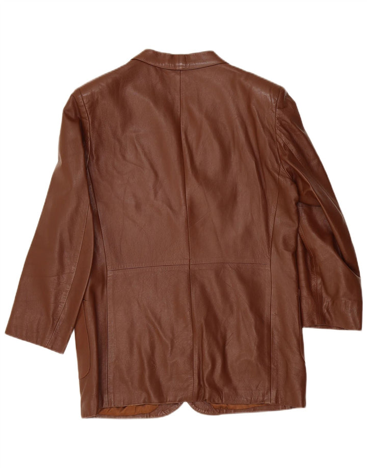 Vintage herre 2 knap læder blazerjakke IT 50 Stor brunt læder