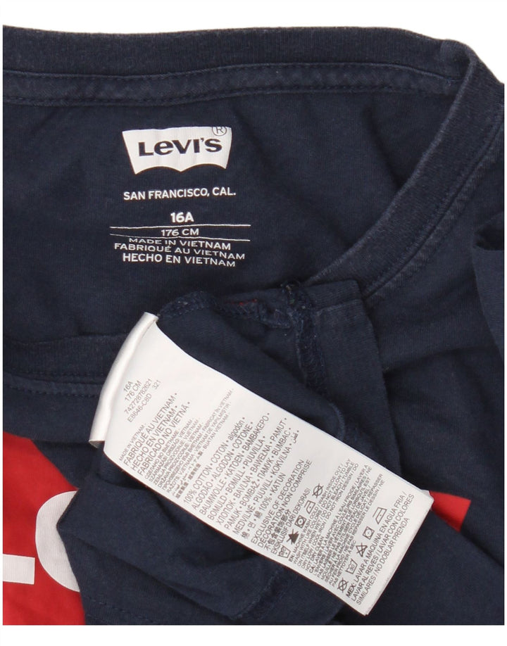 Levi's Boys grafisk top langærmet 15-16 år marineblå bomuld