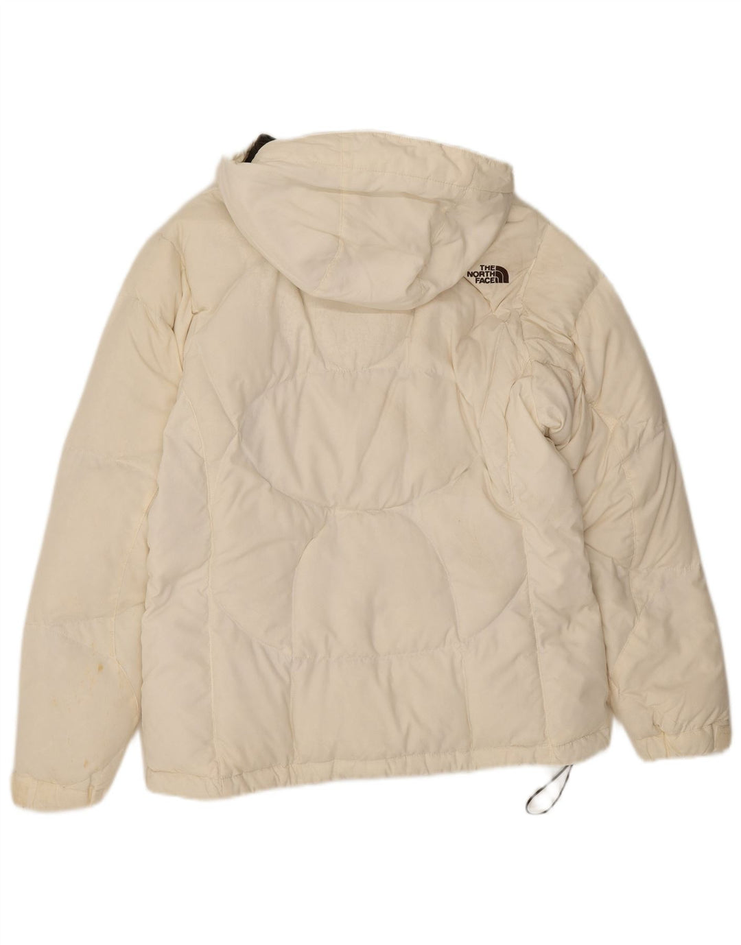 The North Face Dame Hætte Polstret Jakke UK 14 Medium Hvid Nylon