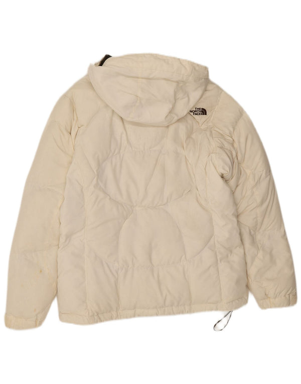 The North Face Dame Hætte Polstret Jakke UK 14 Medium Hvid Nylon
