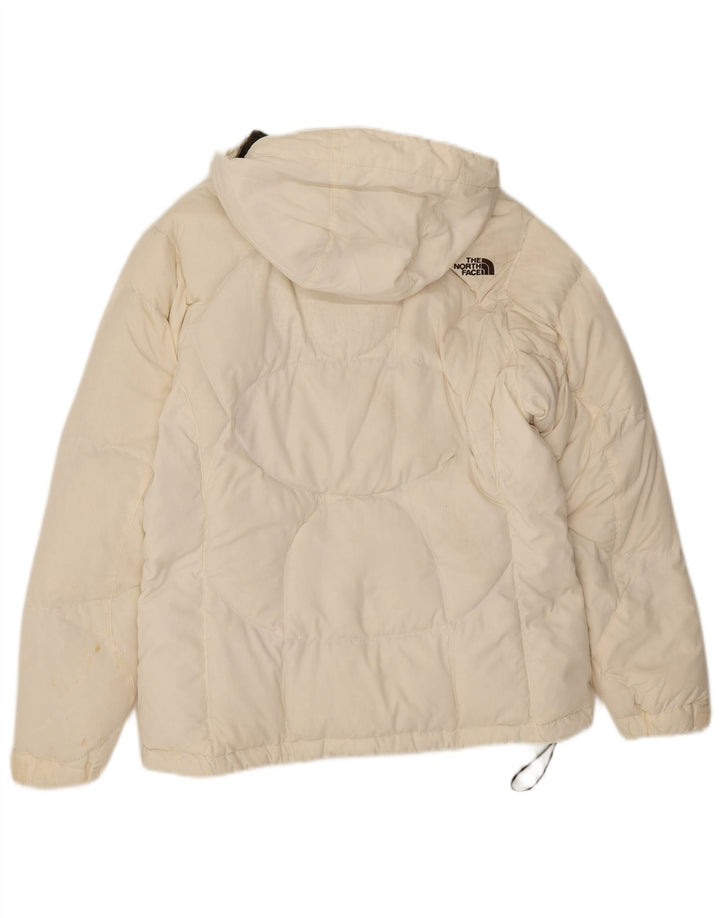 The North Face Dame Hætte Polstret Jakke UK 14 Medium Hvid Nylon