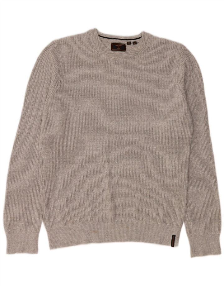 Superdry Herre sweater med rund hals, mellemgrå bomuld