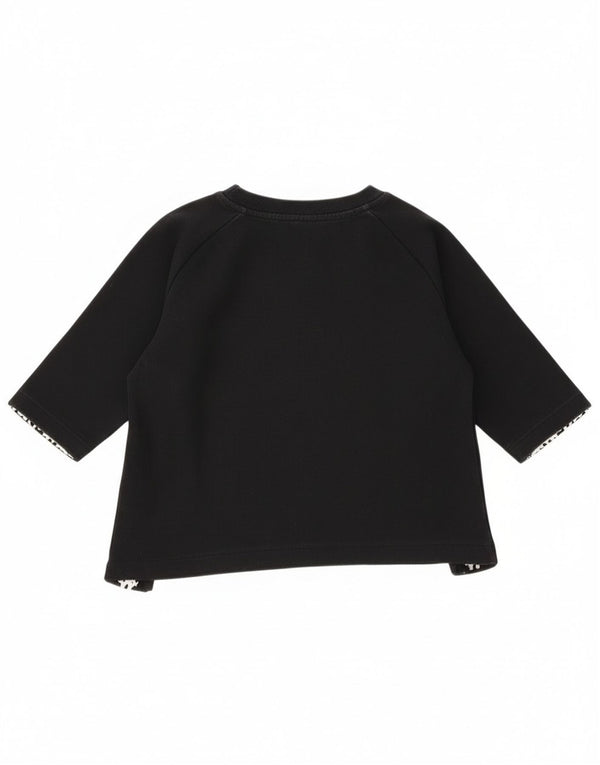 Kappa Womens Crop Graphic Top 3/4 ærme UK 14 Medium Black