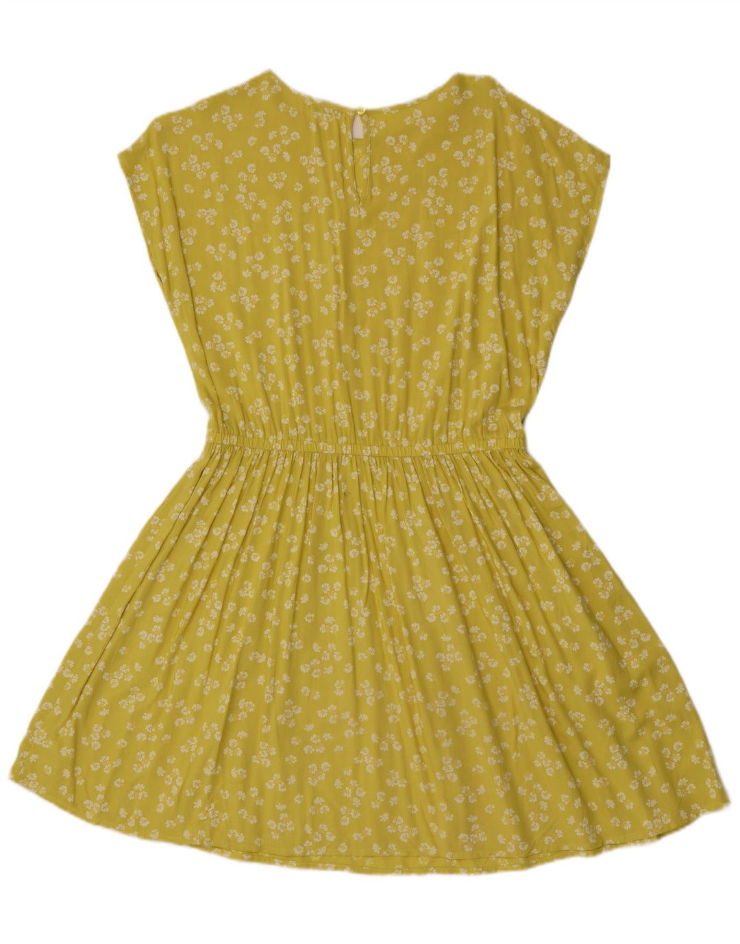 Benetton Dame A-Line Kjole UK 14 Medium Yellow Floral