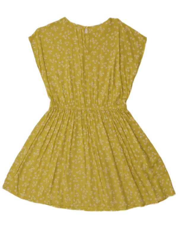 Benetton Dame A-Line Kjole UK 14 Medium Yellow Floral