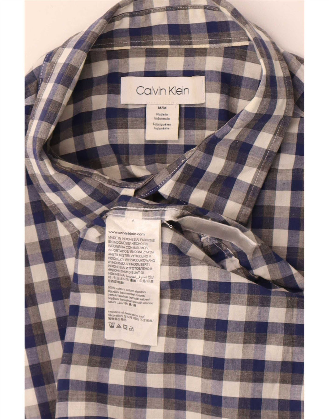 Calvin Klein Kortærmet Herreskjorte Medium Blue Gingham Cotton