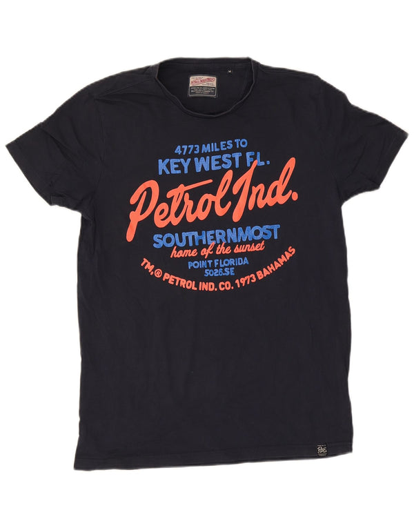 Petrol Industries Herre grafisk T-shirt Top Medium Marineblå Bomuld