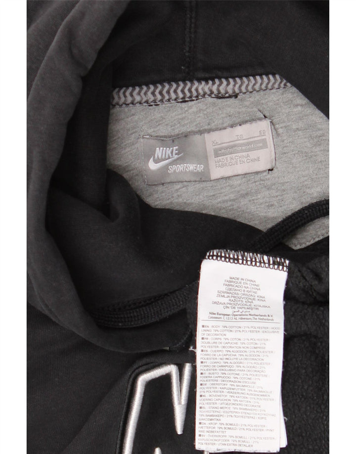 NIKE Grafisk oversized hættetrøjetrøje til kvinder UK 18 XL Sort bomuld