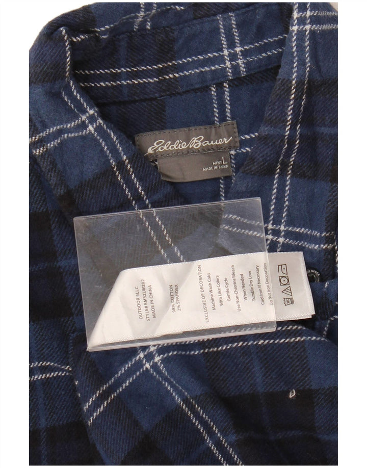 Eddie Bauer Herre flannelskjorte Stor marineblå ternet bomuld