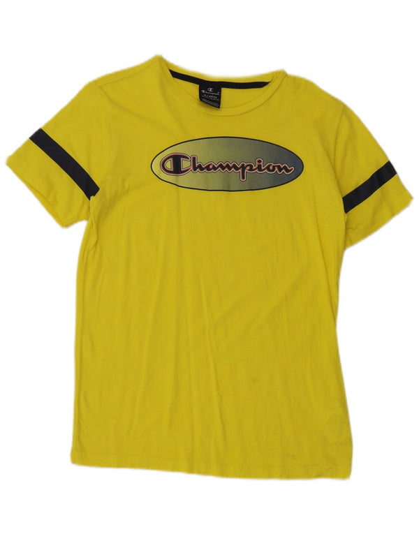 Champion Drenge Grafisk T-Shirt Top 13-14 år XL Gul Colourblock Bomuld