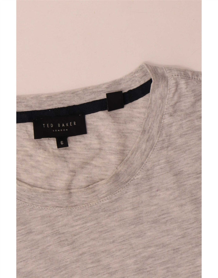 Ted Baker Herre grafisk T-shirt Top Størrelse 6 2XL Grå Flecked Bomuld