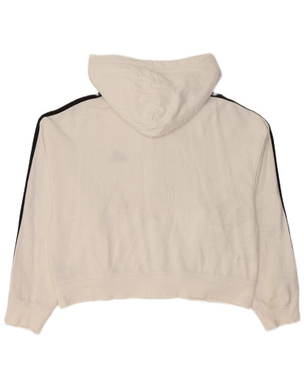 Adidas Dame Crop Hættetrøje Sweater UK 12/14 Medium White Bomuld