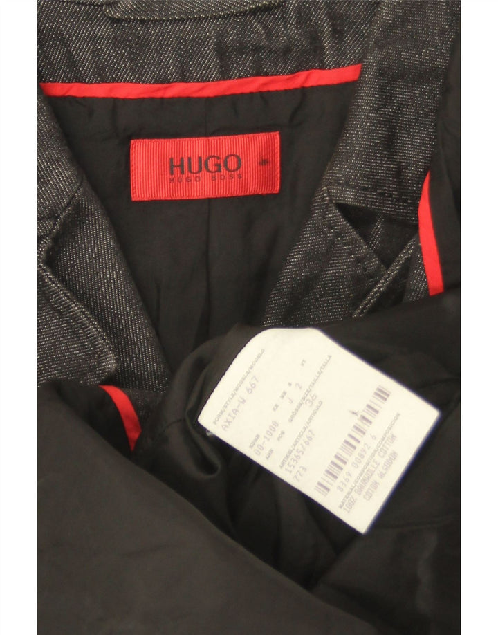 Hugo Boss Militær Overfrakke til kvinder EU 36 Lille Grå Bomuld