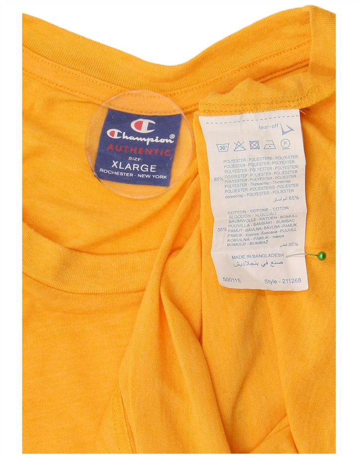 Champion Herre Grafisk T-Shirt Top XL Gul Polyester