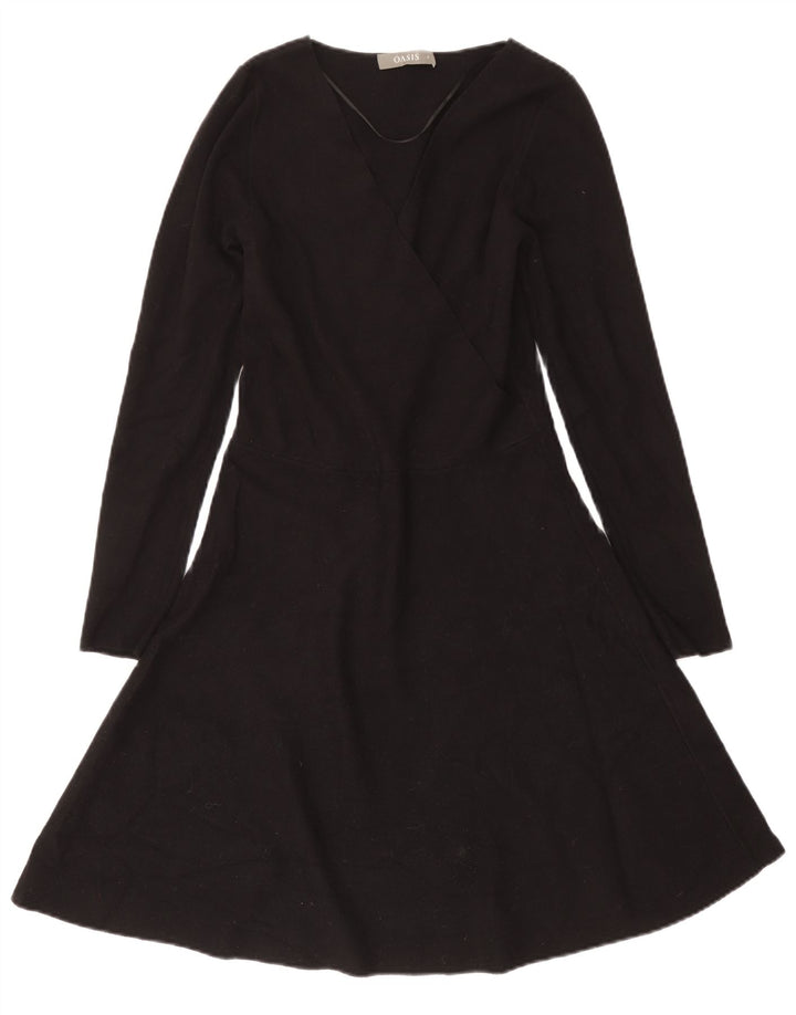 Oasis Dame Jumper Dress UK 10 Small Black Viscose