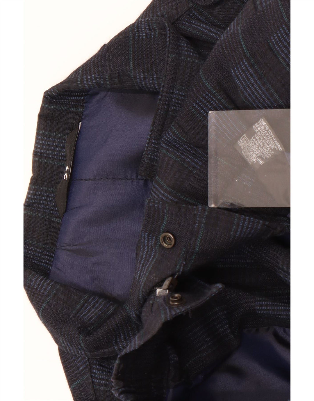 Trevira Herre Military Bomber Jacket UK 44 2XL Navy Blue Check Polyester