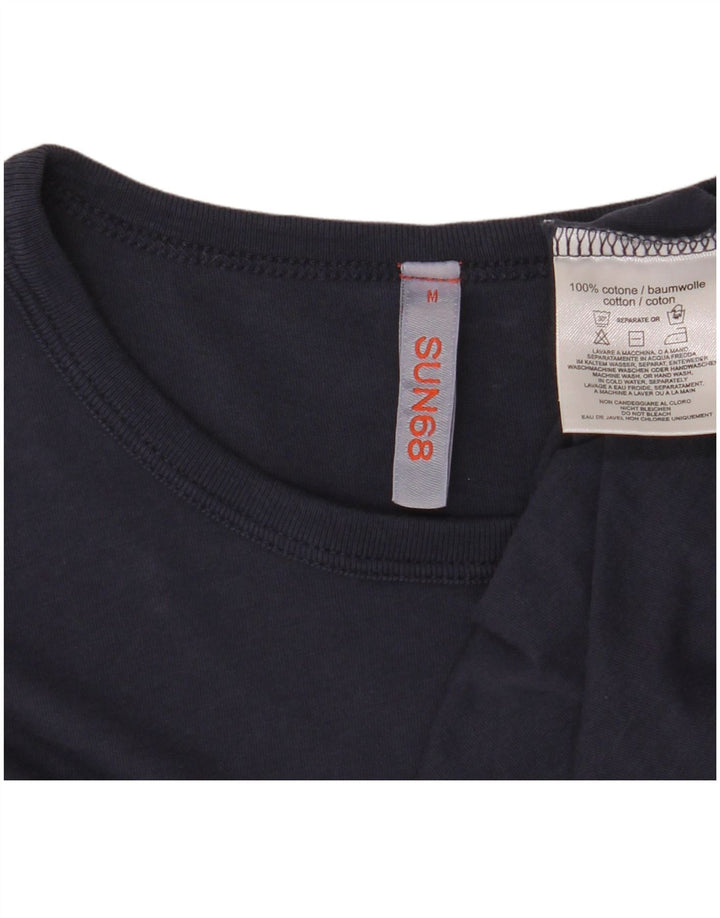 SUN68 Herre T-Shirt Top Medium Marineblå Bomuld
