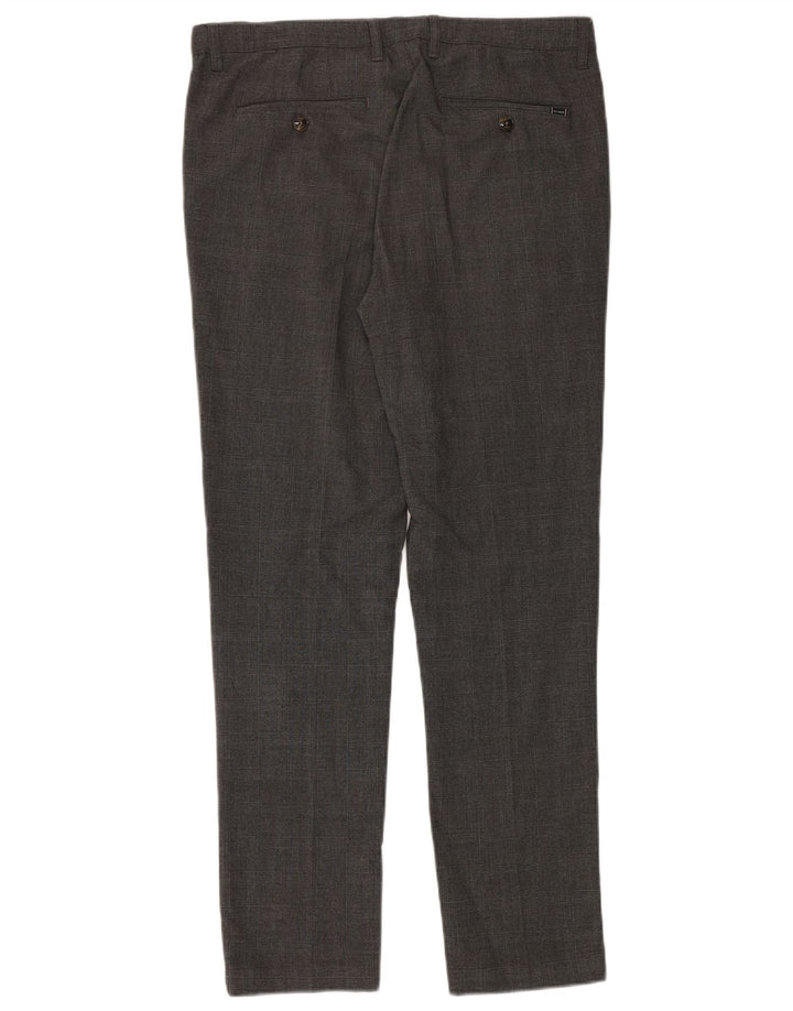 TED BAKER Herre Slim Suit Bukser W34 L32 Grå ternet polyester