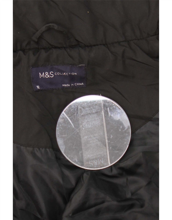 Marks & Spencer Polstret hættejakke til kvinder UK 12 Medium Sort Polyester