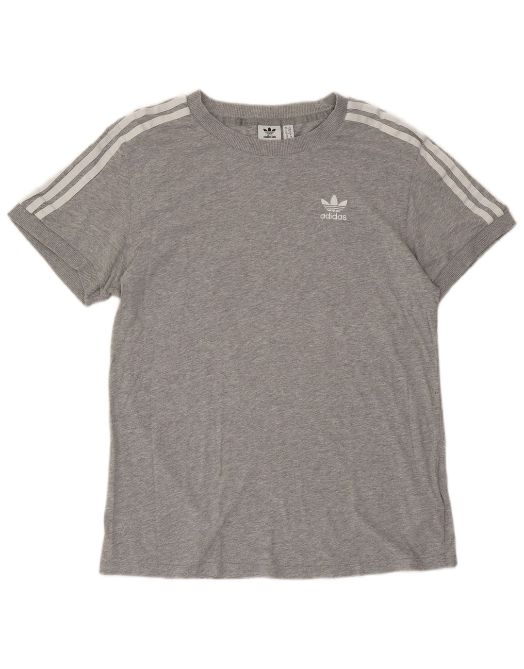 ADIDAS Dame Oversized T-Shirt Top UK 10 Lille Grå Bomuld