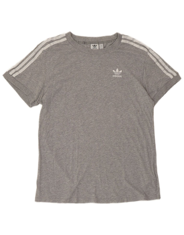 ADIDAS Dame Oversized T-Shirt Top UK 10 Lille Grå Bomuld